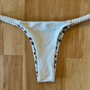 Moana White Ribbed Bikini Bottom with Black Accents
